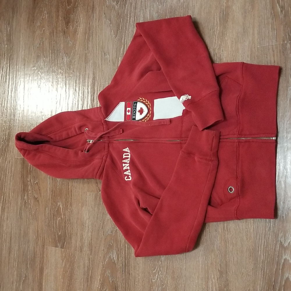 (XS) Roots Canada Full Zip Hoodie Classic Loungewear Festival Patriotic Olympics